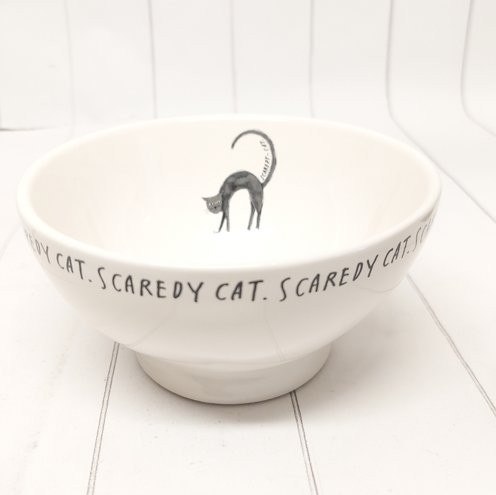 Rae Dunn Scaredy Cat Bowl - White and Black